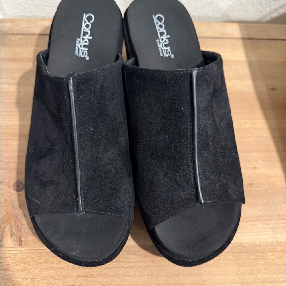 Corkys Women's Black Suede Mules